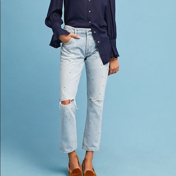 Citizens Of Humanity Denim - Citizens of Humanity Premium Vintage Studded Emerson Petite Slim Boyfriend Jeans